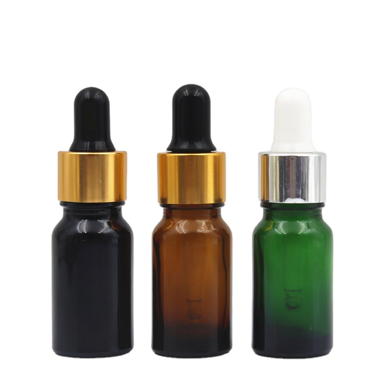 Hot sale amber green blue black essential oil glass bottle with dropper 10ml