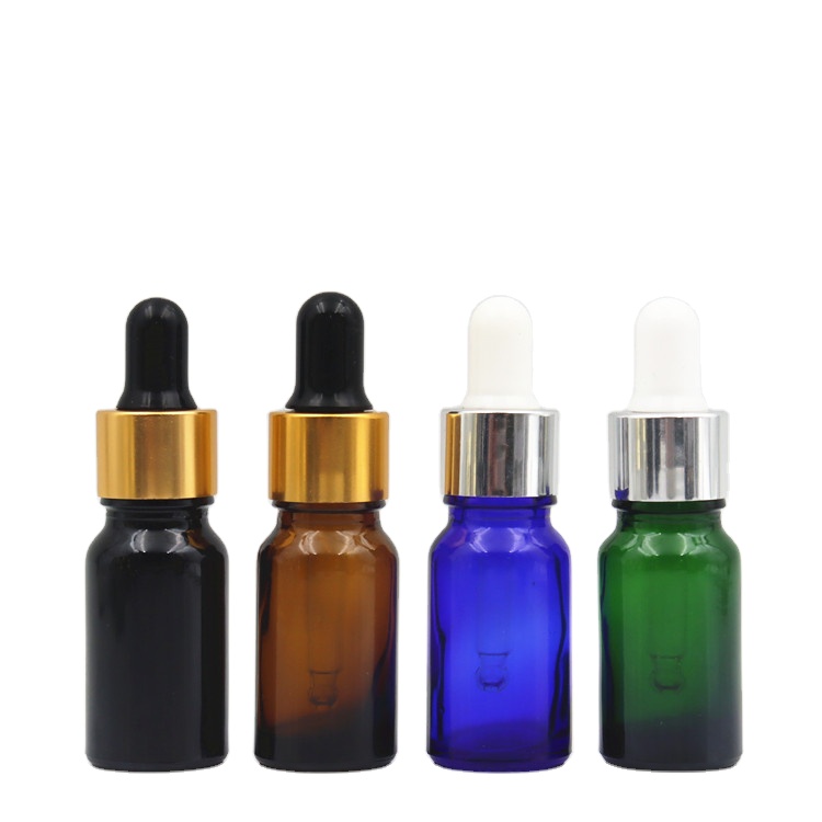 Hot sale amber green blue black essential oil glass bottle with dropper 10ml