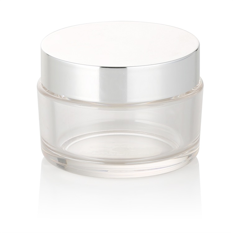 Hot sale beauty plastic packaging empty round clear plastic 100 creme jar with silver lid