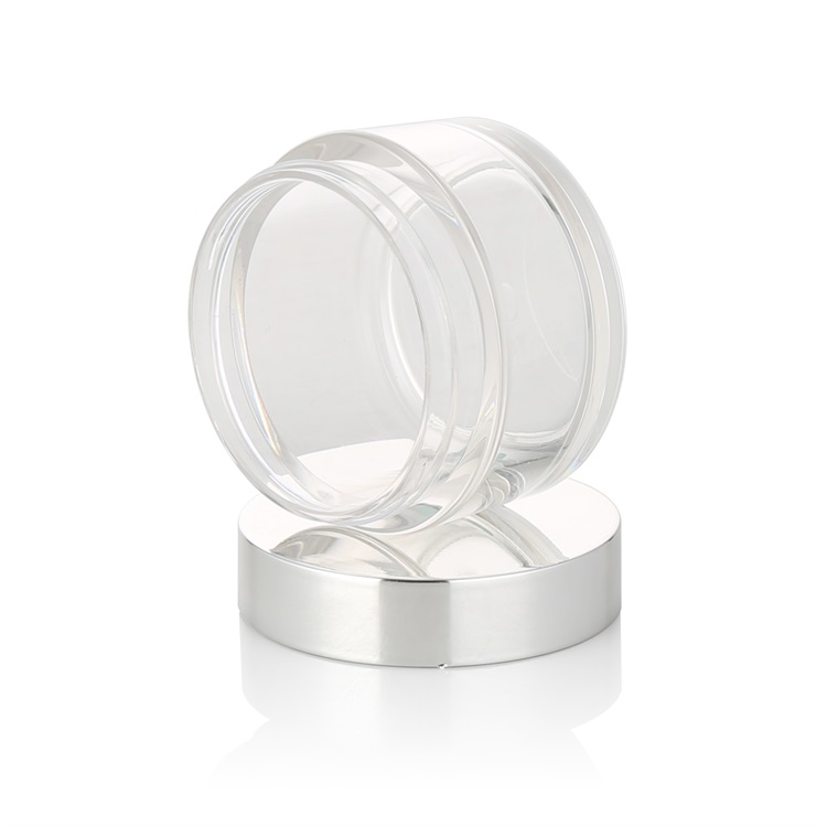 Hot sale beauty plastic packaging empty round clear plastic 100 creme jar with silver lid