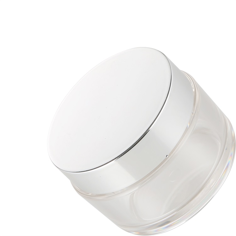 Hot sale beauty plastic packaging empty round clear plastic 100 creme jar with silver lid