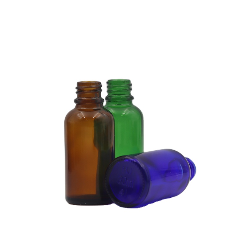 Hot sale best price Customize 30ml amber blue green black essential oil glass bottle with dropper