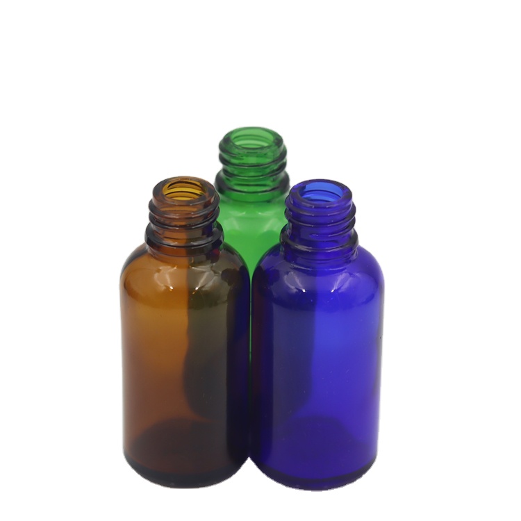 Hot sale best price Customize 30ml amber blue green black essential oil glass bottle with dropper