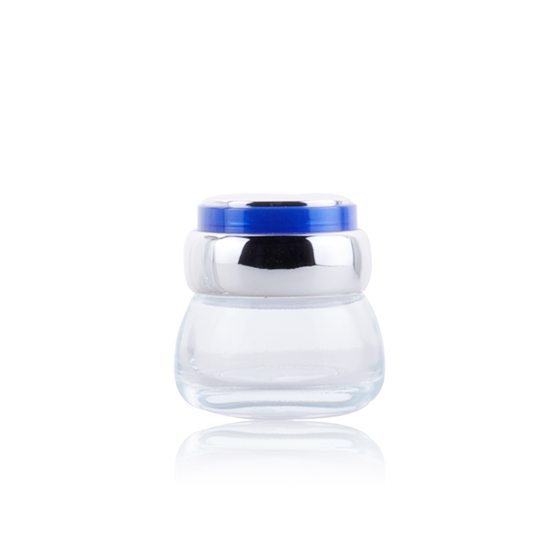 Hot sale blue cream jar 50g cosmetic container glass jars bottles for facial skin care