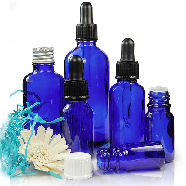 Hot sale blue essential oil glass bottle 5ml,10ml,15ml,20ml,30ml,50ml,100ml