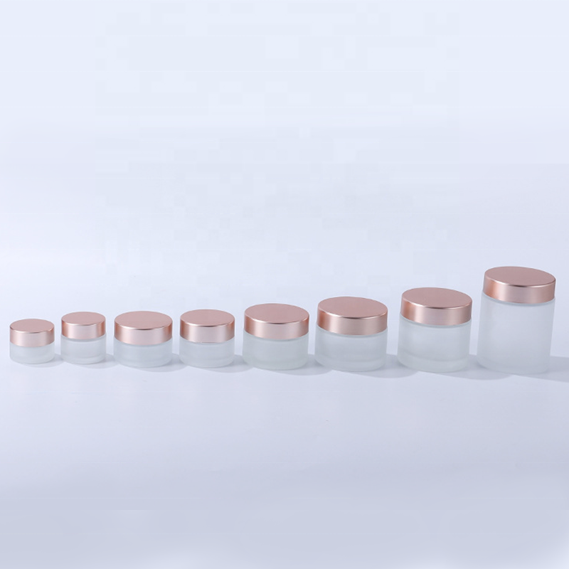 Hot sale body butter jars 100g clear cosmetic jar glass frosted glass jar with rose gold top