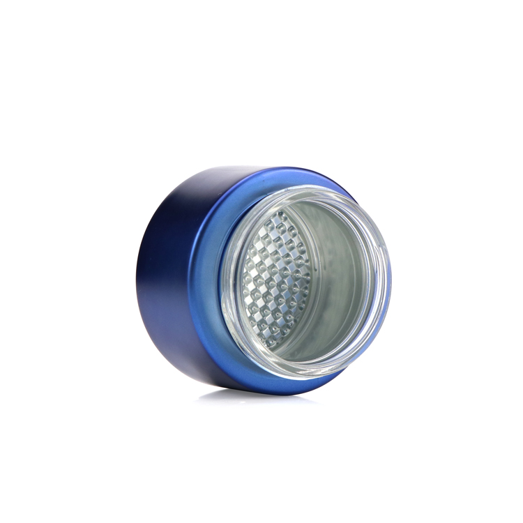 Hot sale bule glass jars wholesale 50g/50ml Round cosmetic cream jar cosmetic Container Glass jar with mesh bottom