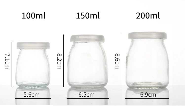 Hot sale cheap round pudding jar 200ml glass pudding bottle with plastic lid