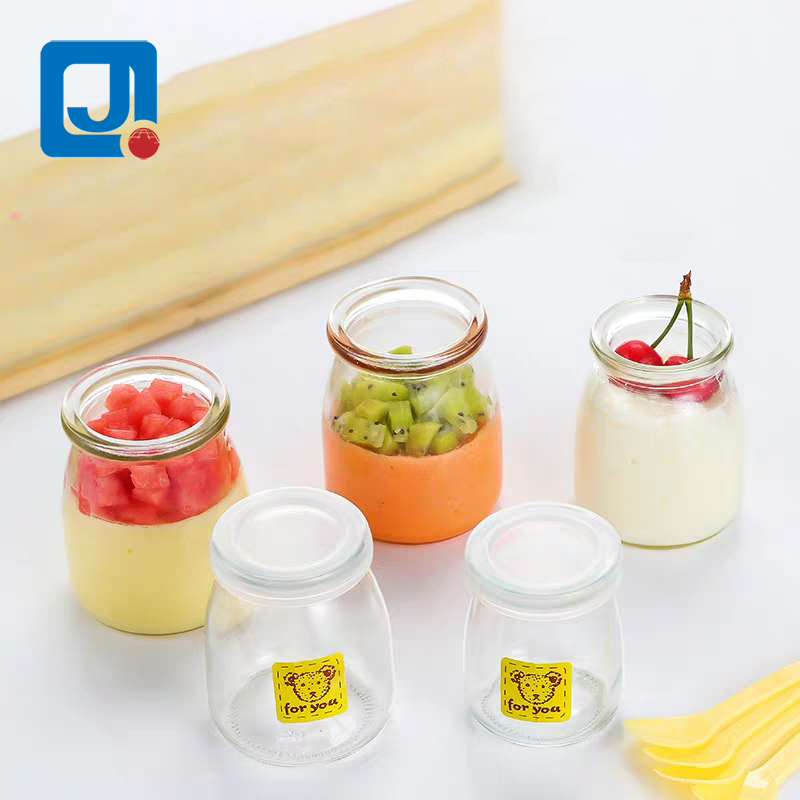 Hot sale cheap round pudding jar 200ml glass pudding bottle with plastic lid