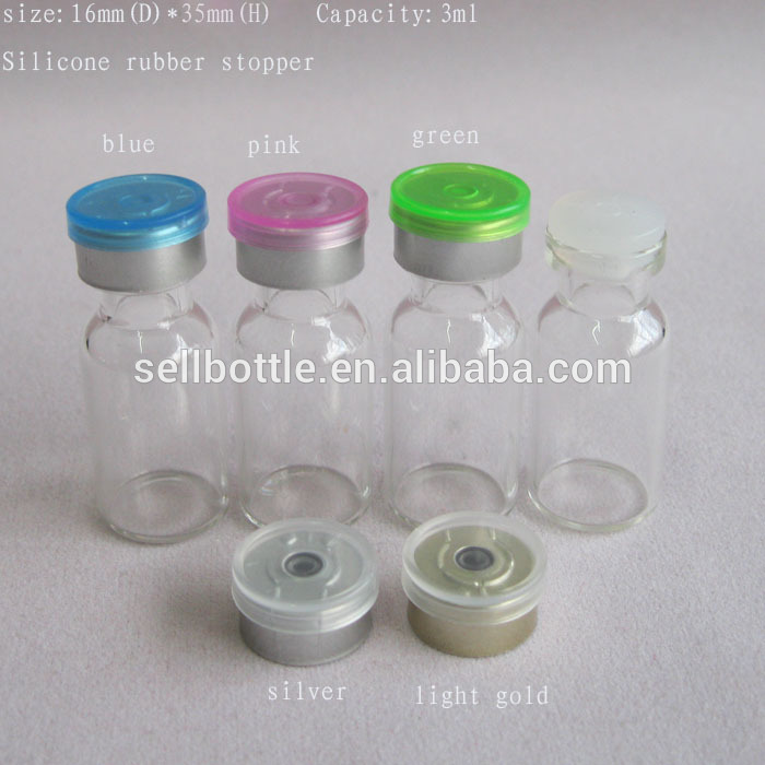 Hot sale clear 3ml 3cc glass vial medical serum vaccine bottle with flip off cap rubber stopper for e liquid container