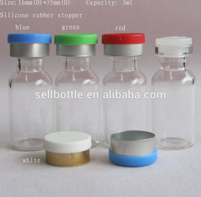 Hot sale clear 3ml 3cc glass vial medical serum vaccine bottle with flip off cap rubber stopper for e liquid container