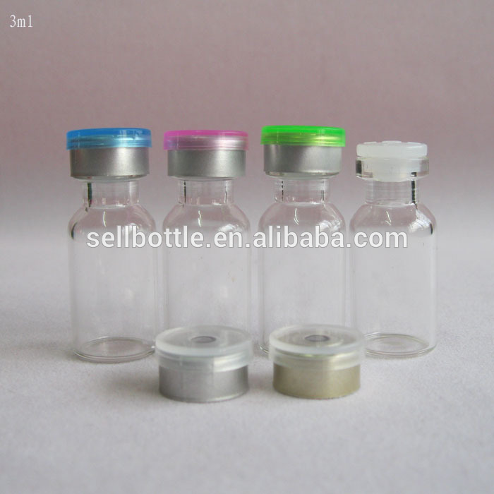 Hot sale clear 3ml 3cc glass vial medical serum vaccine bottle with flip off cap rubber stopper for e liquid container