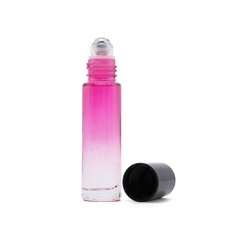 Hot sale clear amber green blue roll on lip gloss bottles 4ml 6ml 8ml 10ml glass roller bottle with plastic roller ball
