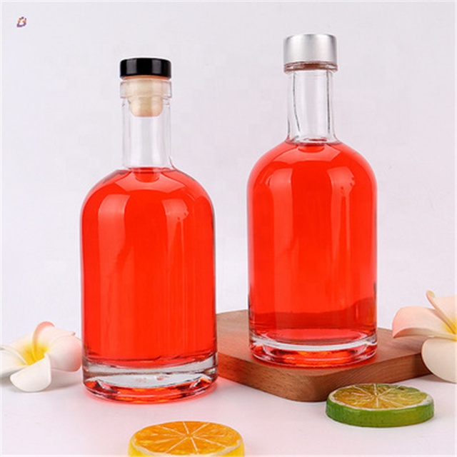 Hot sale clear frosted screw top glass 1 liter 375ml clear wine bottle