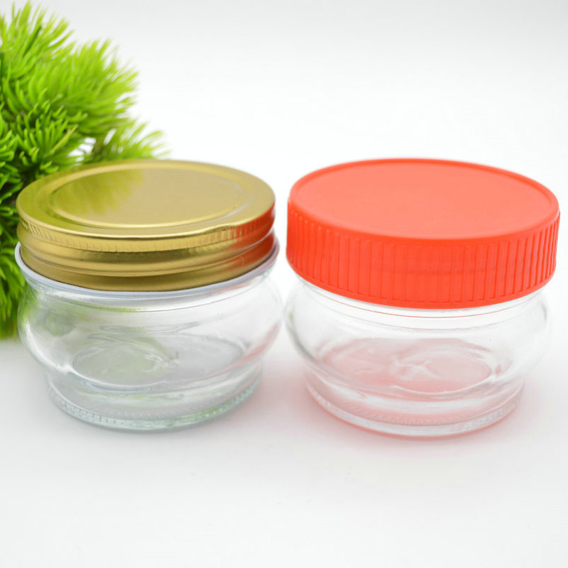 Hot sale clear jam sauce honey glass storage food grade jar 120ml coffee, syrups, jellies glass jar