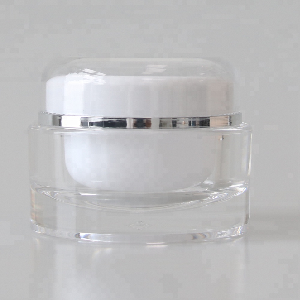 Hot sale clear / white cylinder double wall plastic jar empty acrylic cosmetic jar 50g