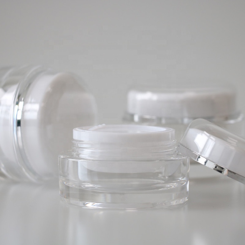 Hot sale clear / white cylinder double wall plastic jar empty acrylic cosmetic jar 50g