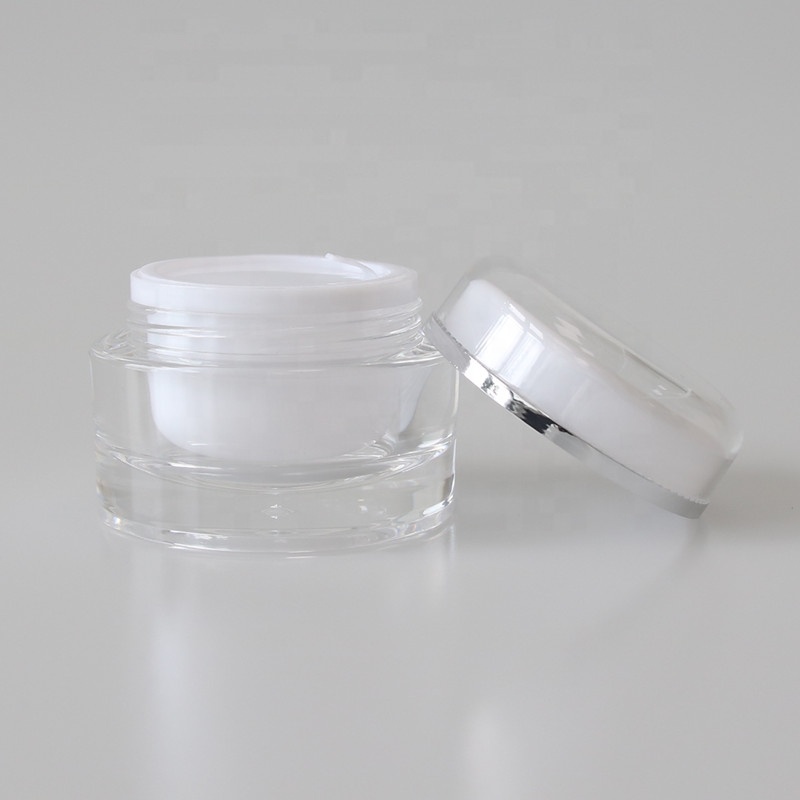 Hot sale clear / white cylinder double wall plastic jar empty acrylic cosmetic jar 50g