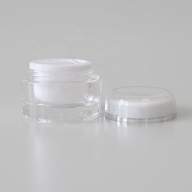 Hot sale clear / white cylinder double wall plastic jar empty acrylic cosmetic jar 50g