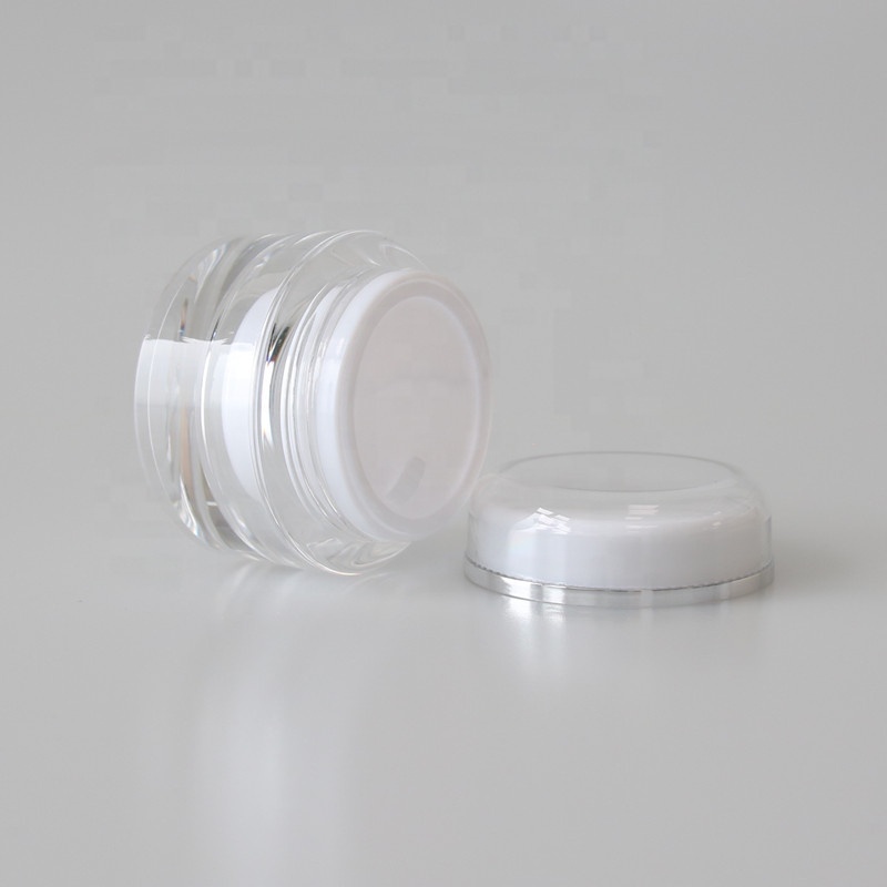 Hot sale clear / white cylinder double wall plastic jar empty acrylic cosmetic jar 50g