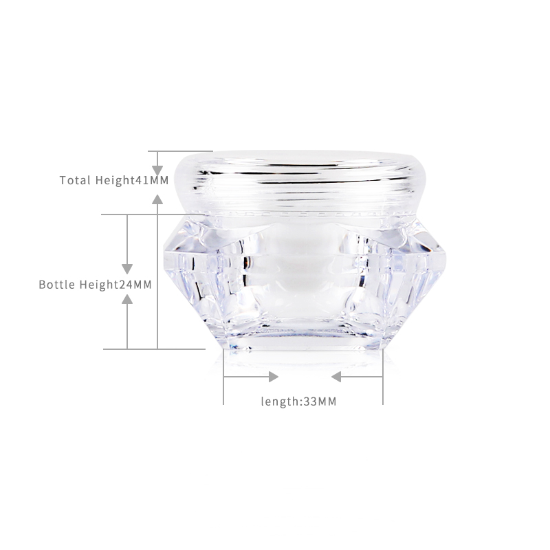 Hot sale cosmetic body container 5g 10g 15g clear diamond shape plastic eye cream acrylic jar