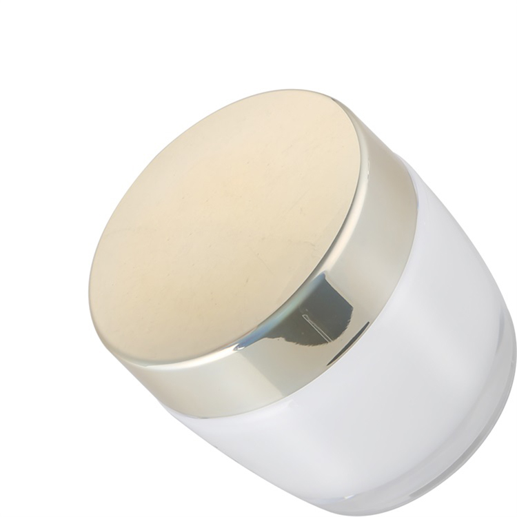 Hot sale cosmetic packaging luxury 30g 50g white acrylic jar with gold cap