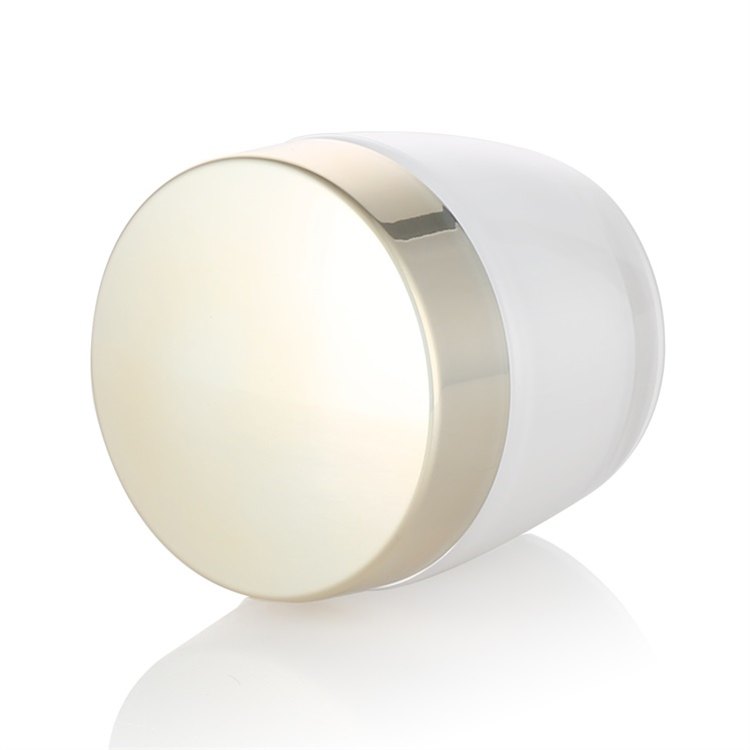 Hot sale cosmetic packaging luxury 30g 50g white acrylic jar with gold cap