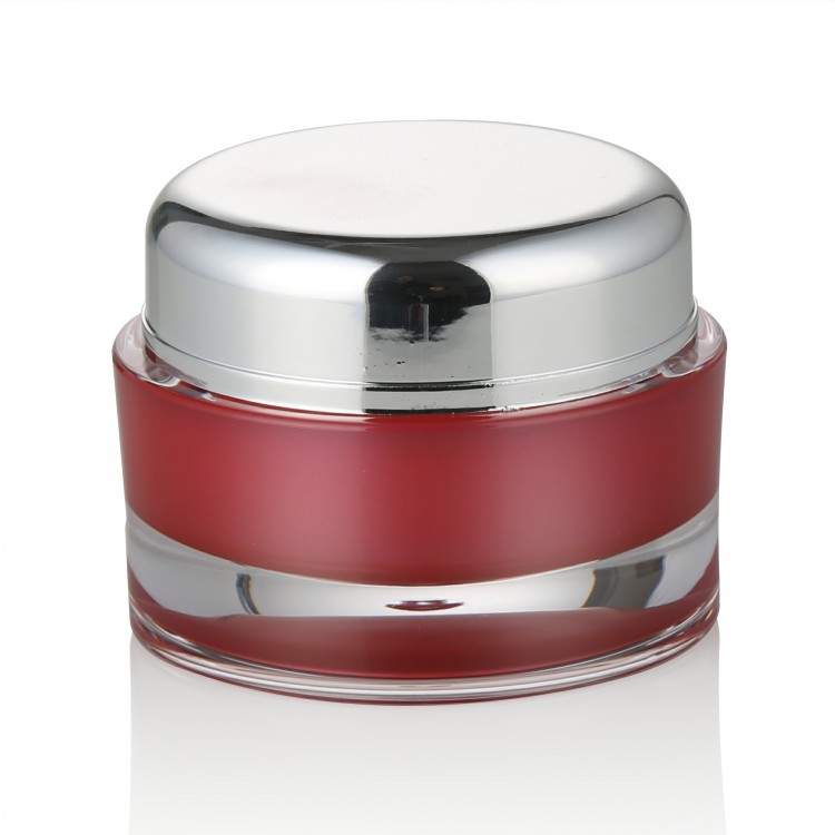 Hot sale cosmetic packaging luxury15g 30g 50g red acrylic jar with silver cap