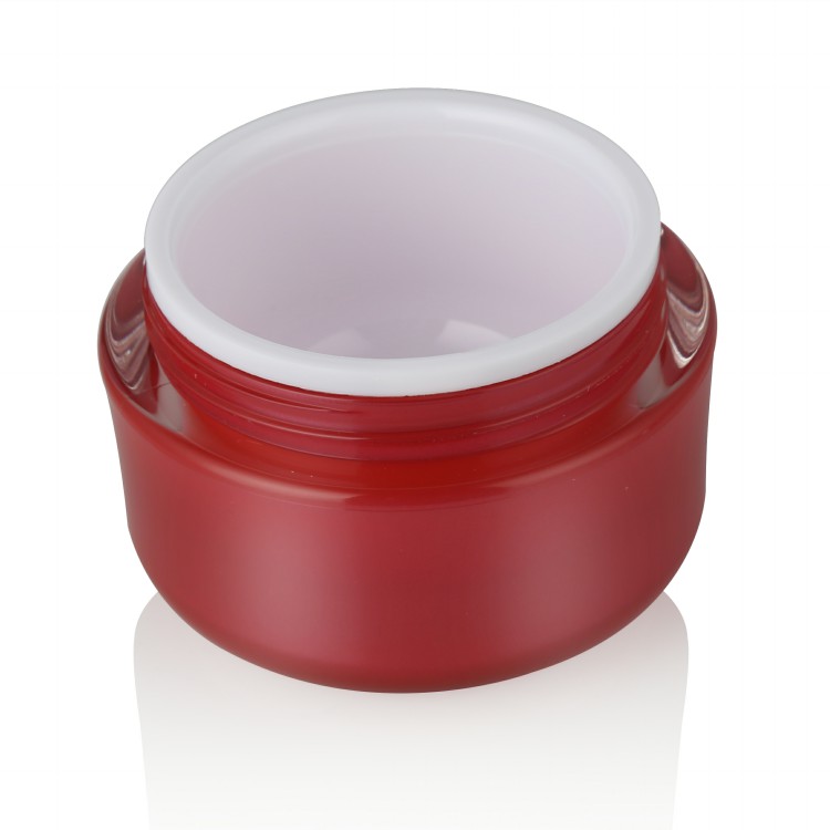 Hot sale cosmetic packaging luxury15g 30g 50g red acrylic jar with silver cap