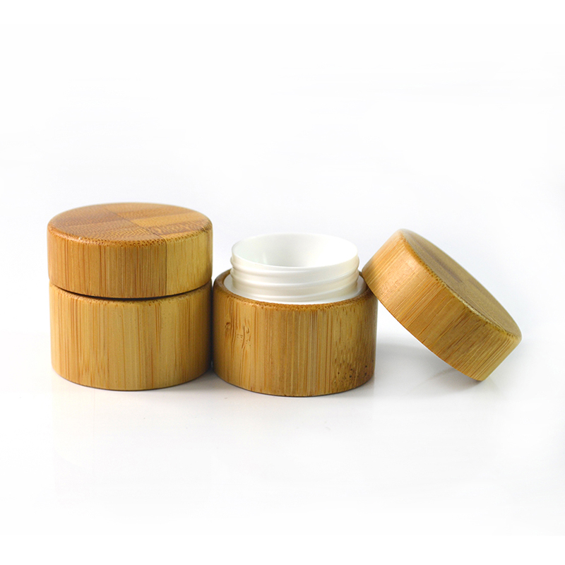 Hot sale cosmetic packaging product 5g 15g 20g 30g 50g 100g wooden bamboo cosmetic cream jar with PP plastic inner