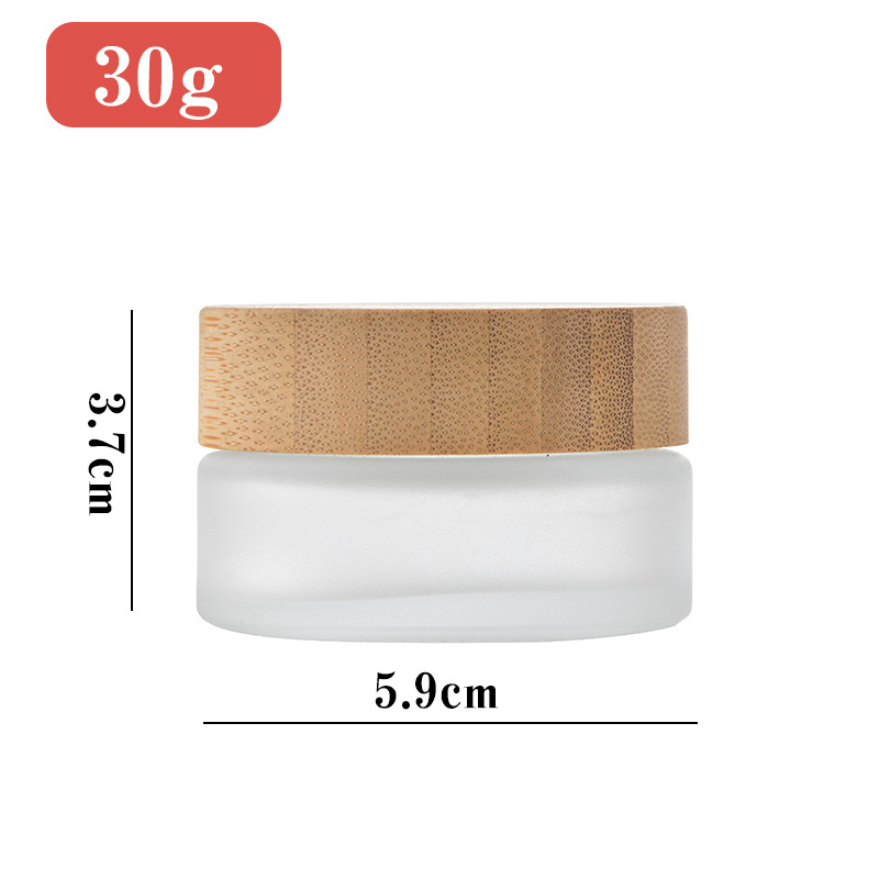 Hot sale custom bamboo glass jar cream glass round jar 5g 10g 20g 30g 50g 100g with bamboo wood lid