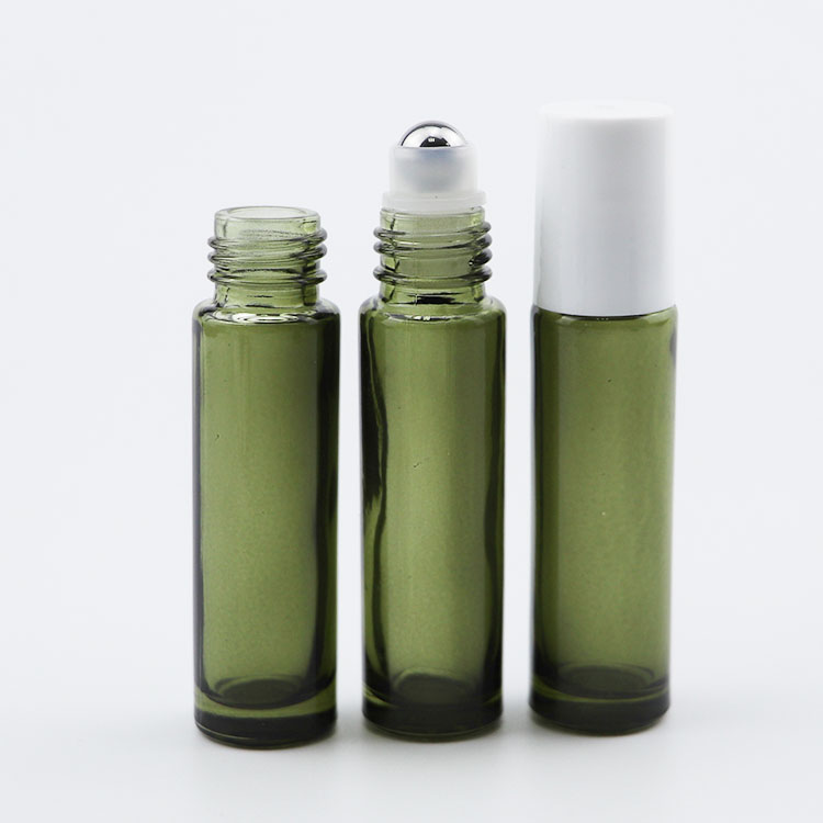 Hot sale custom color glass roll on glass vial 10ml perfume bottles with white caps