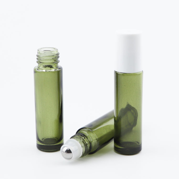 Hot sale custom color glass roll on glass vial 10ml perfume bottles with white caps