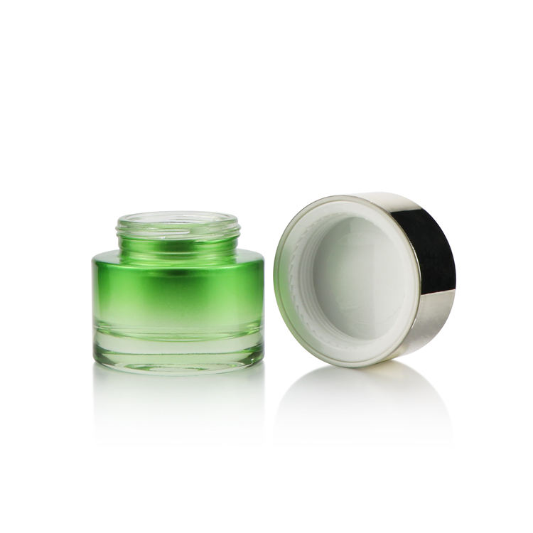 Hot sale custom empty cylinder face body cream beauity container glass cosmetic jar for screw cap