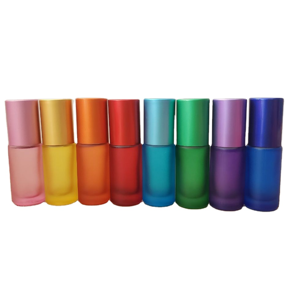 Hot sale customized private label 5ml fashion glass bottle matte mini perfume roller bottle