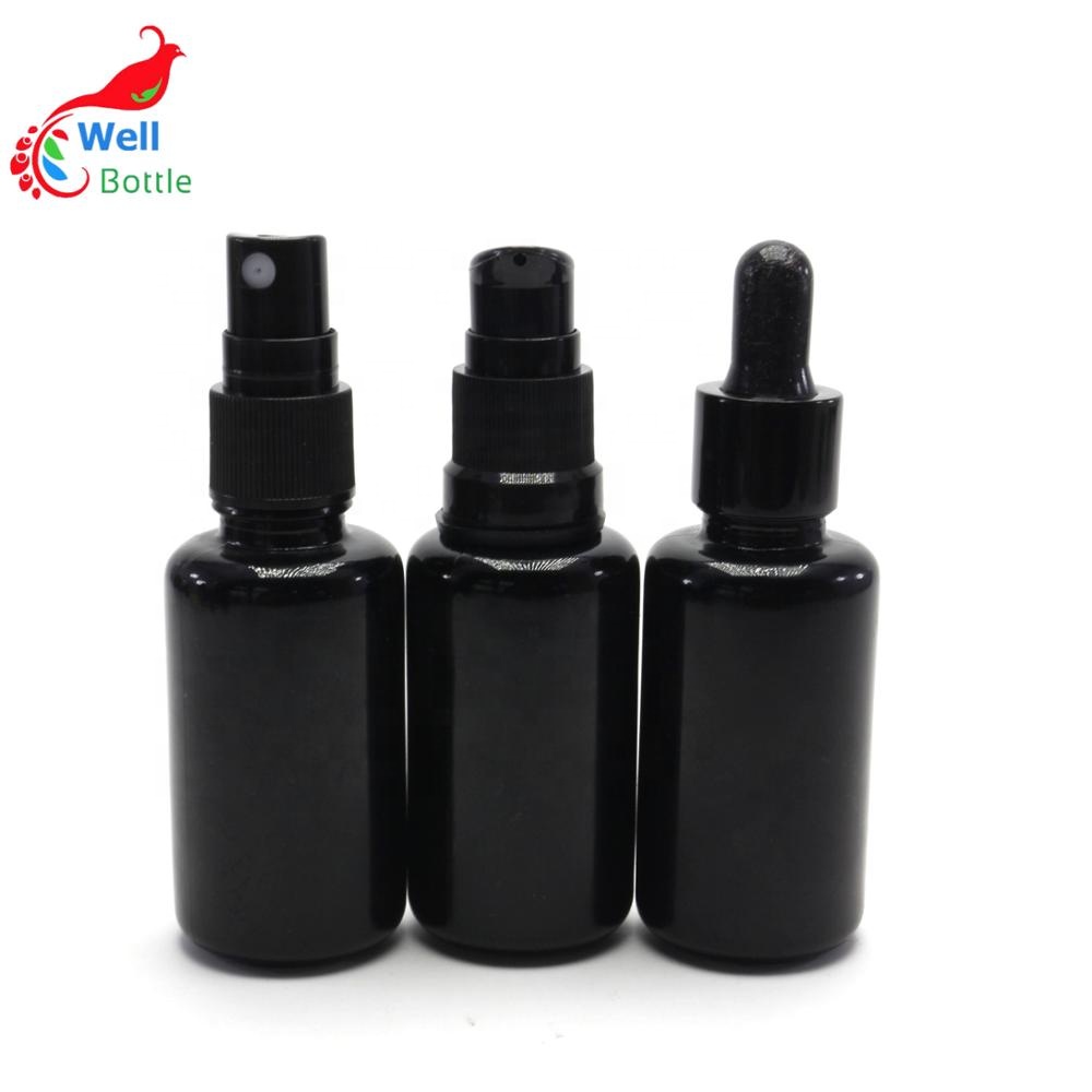 Hot sale dark violet glass essential oil lotion cosmetic bottle 15ml 30ml 50ml 100ml VJ-0146RL