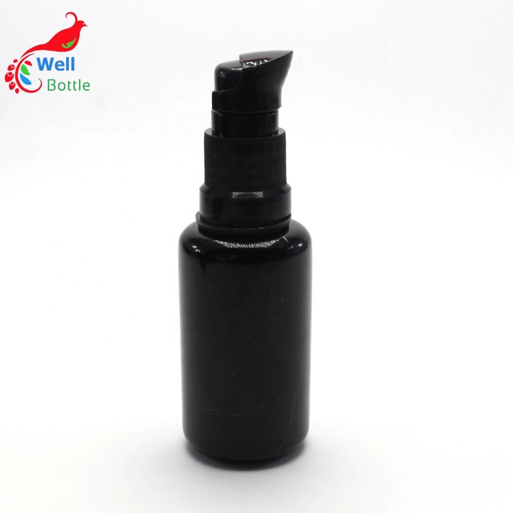Hot sale dark violet glass essential oil lotion cosmetic bottle 15ml 30ml 50ml 100ml VJ-0146RL