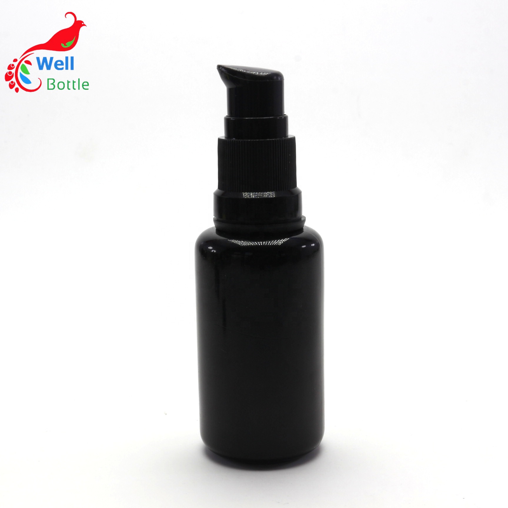 Hot sale dark violet glass essential oil lotion cosmetic bottle 15ml 30ml 50ml 100ml VJ-0146RL