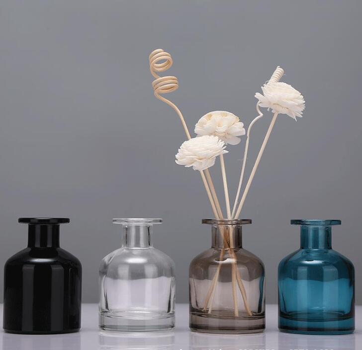 Hot sale decorative black matte round reed glass diffuser bottle 100ml