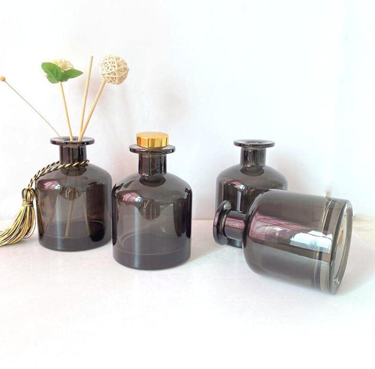 Hot sale decorative black matte round reed glass diffuser bottle 100ml