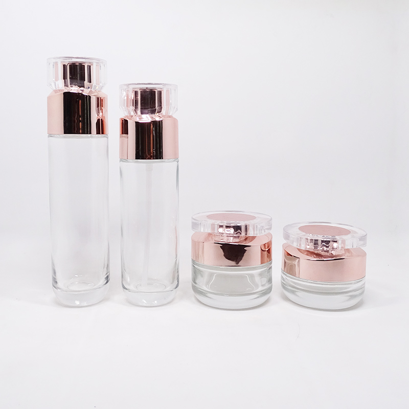 Hot sale elegant Cosmetic packaging set empty glass container 30ml 50ml 100ml skincare acrylic lotion bottle and jar