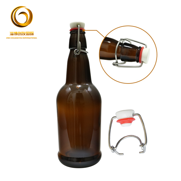 Hot sale embossed beer bottle flip top 500 ml