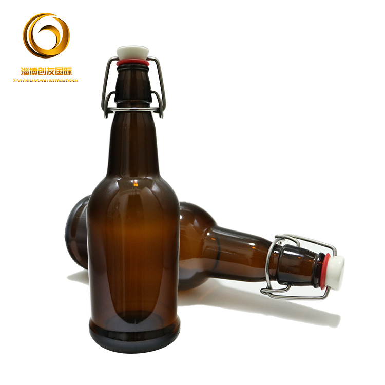 Hot sale embossed beer bottle flip top 500 ml