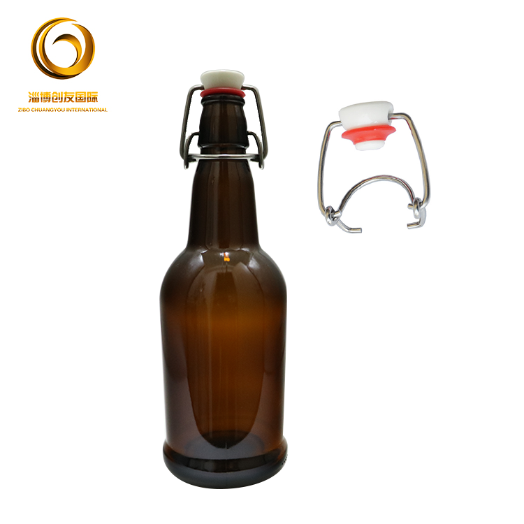 Hot sale embossed beer bottle flip top 500 ml