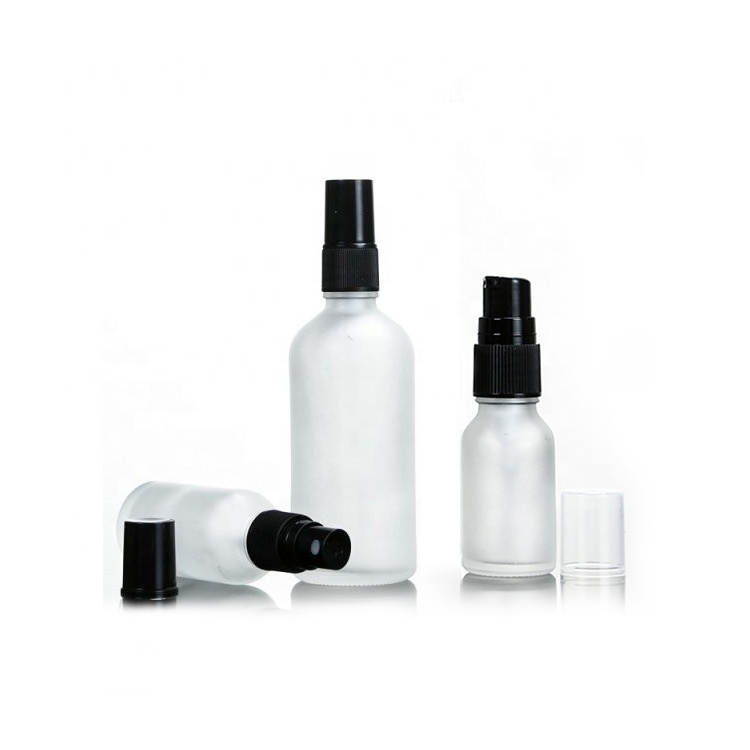 Hot sale empty 100ml frosted round alcohol spray glass bottle with mist fine sprayer