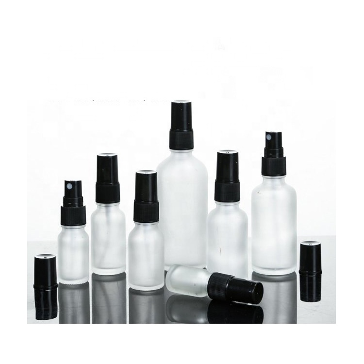 Hot sale empty 100ml frosted round alcohol spray glass bottle with mist fine sprayer