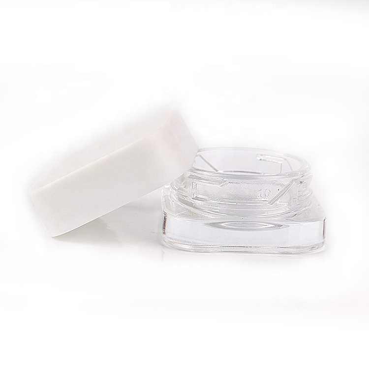 Hot sale empty 10ml clear square eye cream glass cosmetic jar with white lid