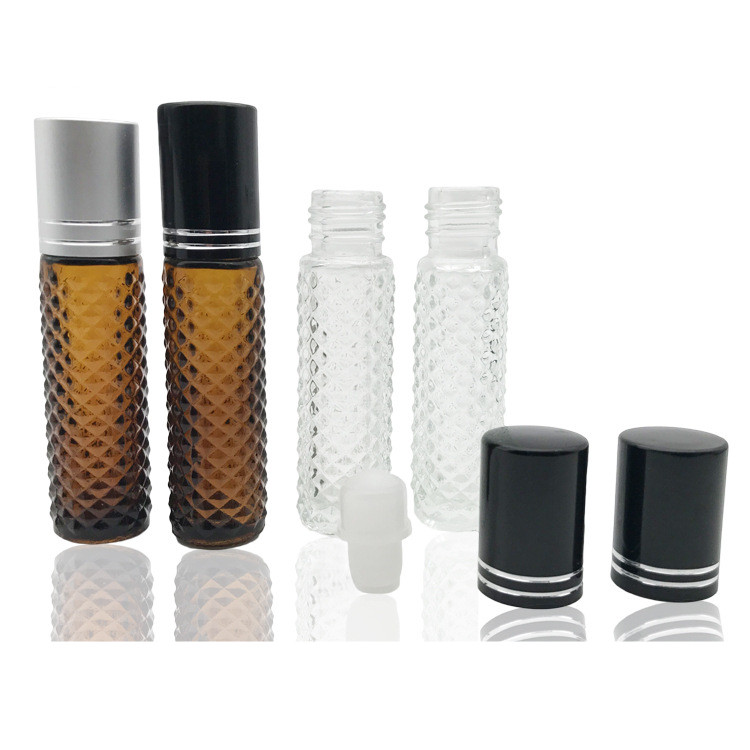 Hot sale empty 5ml 8ml 10ml roll on clear and frosted glass bottle with lids