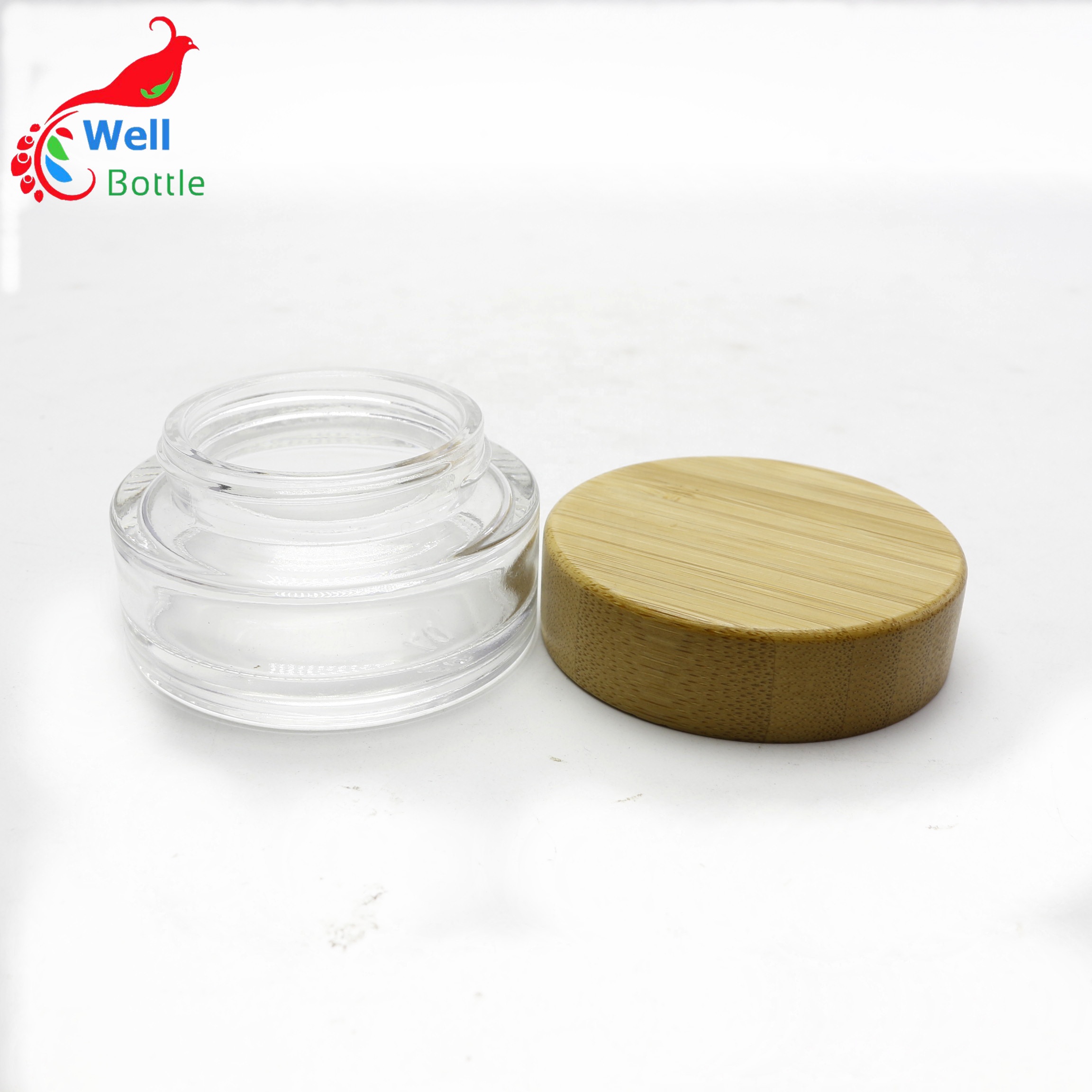 Hot sale empty glass jar with bamboo screw cap BJ-005RL