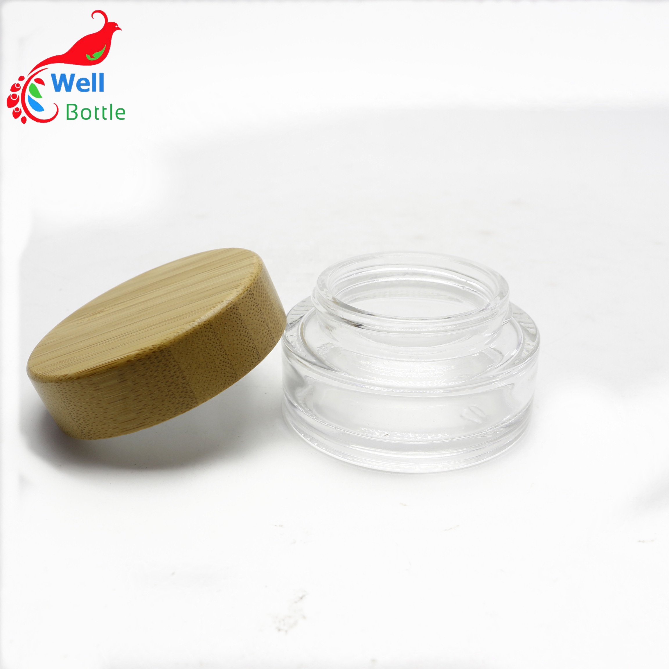 Hot sale empty glass jar with bamboo screw cap BJ-005RL
